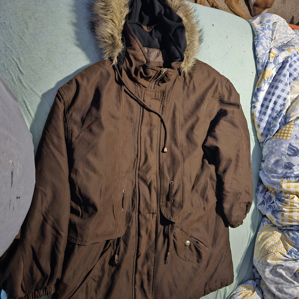 Braetan Brown Hooded Jacket with Fur Trim